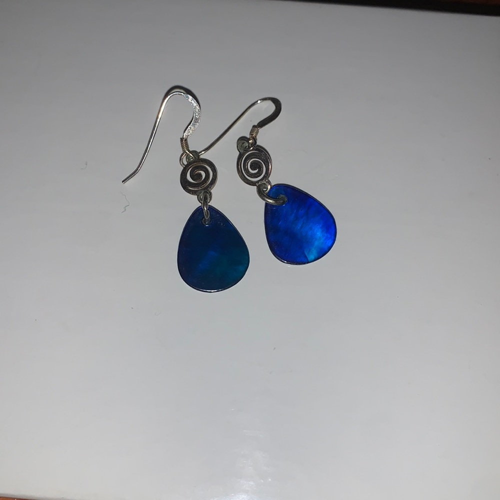 Hawaiian Dark Blue Dangle Earrings